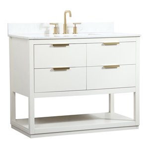 Elegant Decor Larkin 42&quot MDF Single Bathroom Vanity with Backsplash in White