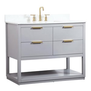 Elegant Decor Larkin 42&quot MDF Single Bathroom Vanity with Backsplash in Gray