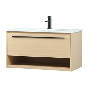 Elegant Decor Roman 36&quot Aluminum Alloy MDF Single Bathroom Vanity in Maple
