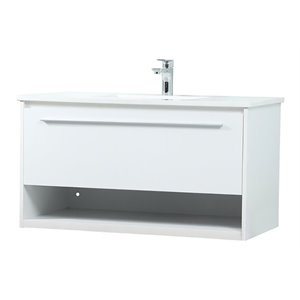 Elegant Decor Roman 36&quot Aluminum Alloy MDF Single Bathroom Vanity in White
