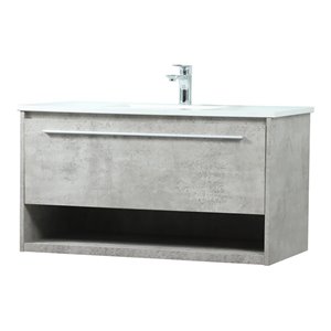 Elegant Decor Roman 36&quot Aluminum Alloy MDF Single Bathroom Vanity in Gray
