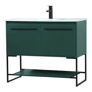 Elegant Decor Sloane 40&quot MDF and Steel Single Bathroom Vanity in Green