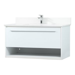 Elegant Decor Roman 36&quot MDF Single Bathroom Vanity with Backsplash in White