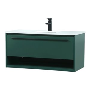 Elegant Decor Roman 40&quot Aluminum Alloy MDF Single Bathroom Vanity in Green
