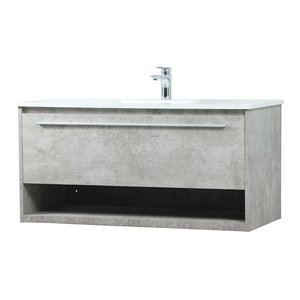 Elegant Decor Roman 40&quot Aluminum Alloy MDF Single Bathroom Vanity in Gray