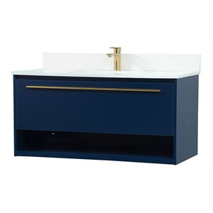 Elegant Decor Roman 40&quot MDF Single Bathroom Vanity with Backsplash in Blue