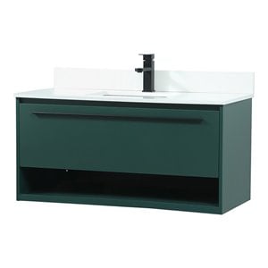 Elegant Decor Roman 40&quot MDF Single Bathroom Vanity with Backsplash in Green