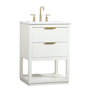 Elegant Decor Larkin 24&quot Solid Wood MDF Single Bathroom Vanity in White