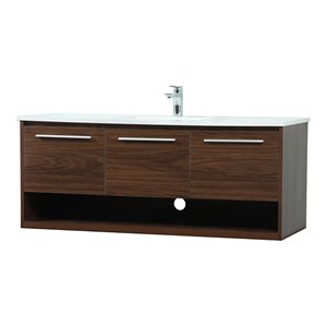 Elegant Decor Roman 48&quot Aluminum Alloy MDF Single Bathroom Vanity in Walnut