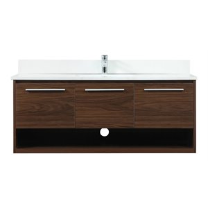 Elegant Decor Roman 48&quot MDF Single Bathroom Vanity with Backsplash in Walnut