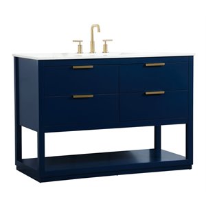 Elegant Decor Larkin 48&quot Solid Wood MDF Single Bathroom Vanity in Blue