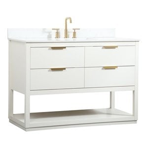 Elegant Decor Larkin 48&quot MDF Single Bathroom Vanity with Backsplash in White