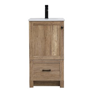 Elegant Decor Soma 18&quot Steel MDF Stone Single Bathroom Vanity in Natural Oak