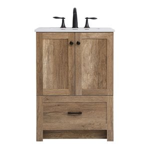 Elegant Decor Soma 24&quot Steel MDF Stone Single Bathroom Vanity in Natural Oak