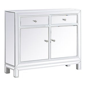 Elegant Decor Reflexion 38&quot Metal and MDF Mirrored Nightstand in White