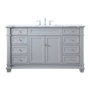 Elegant Decor Wesley 60&quot Solid Wood MDF Steel Single Bathroom Vanity Set in Gray