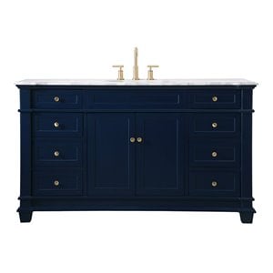 Elegant Decor Wesley 60&quot Solid Wood MDF Steel Single Bathroom Vanity Set in Blue