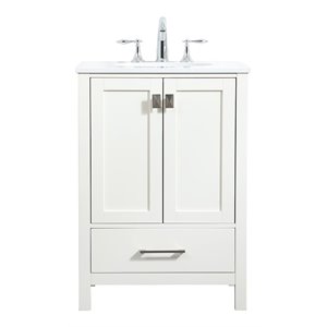 Elegant Decor Irene 24&quot Zinc Alloy and MDF Single Bathroom Vanity in White