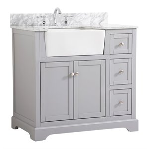 Elegant Decor Franklin 36&quot MDF Single Bathroom Vanity with Backsplash in Gray
