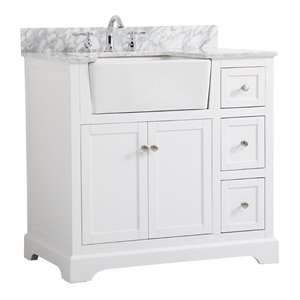 Elegant Decor Franklin 36&quot MDF Single Bathroom Vanity with Backsplash in White