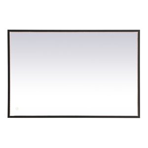 Elegant Decor Pier 27x30&quot Modern Aluminum LED Mirror in Black