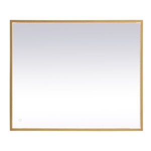 Elegant Decor Pier 27x40&quot Modern Aluminum LED Mirror in Brass