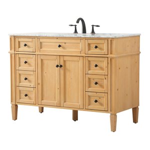 Elegant Decor Park Avenue 48&quot Aluminum MDF Single Bathroom Vanity - Natural Wood
