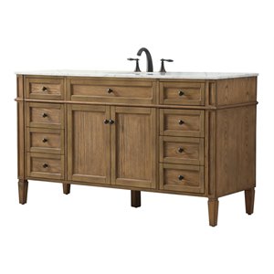 Elegant Decor Park Avenue 60&quot Aluminum MDF Single Bathroom Vanity in Driftwood