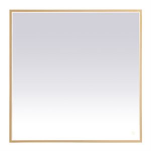 Elegant Decor Pier 36x36&quot Modern Aluminum LED Mirror in Brass