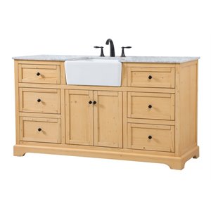 Elegant Decor Franklin 60&quot Aluminum MDF Single Bathroom Vanity in Natural Wood