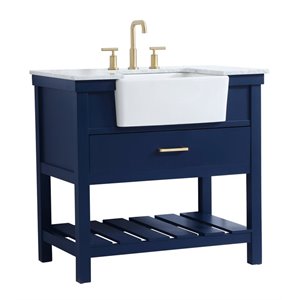 Elegant Decor Clement 36&quot Aluminum MDF Single Bathroom Vanity in Blue