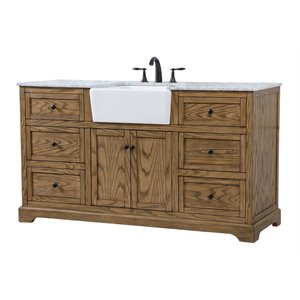 Elegant Decor Franklin 60&quot Aluminum MDF Single Bathroom Vanity in Driftwood