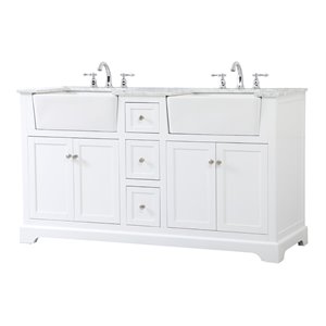 Elegant Decor Franklin 60&quot Aluminum MDF Double Bathroom Vanity in White