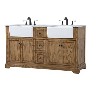 Elegant Decor Franklin 60&quot Aluminum MDF Double Bathroom Vanity in Driftwood