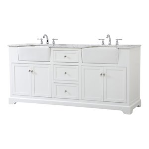 Elegant Decor Franklin 72&quot Aluminum MDF Double Bathroom Vanity in White