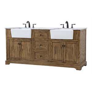 Elegant Decor Franklin 72&quot Aluminum MDF Double Bathroom Vanity in Driftwood