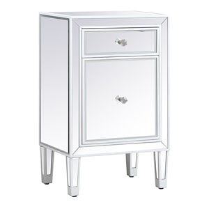 Elegant Decor Reflexion 18&quot Metal and MDF Mirrored Nightstand in White