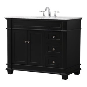 Elegant Decor Wesley 42&quot Solid Wood Steel Single Bathroom Vanity Set in Black