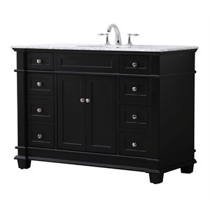 Elegant Decor Wesley 48&quot Solid Wood Steel Single Bathroom Vanity Set in Black