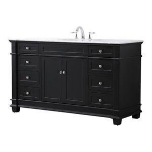 Elegant Decor Wesley 60&quot Solid Wood Steel Single Bathroom Vanity Set in Black
