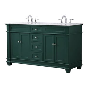 Elegant Decor Wesley 60&quot Solid Wood Steel Double Bathroom Vanity Set - Green