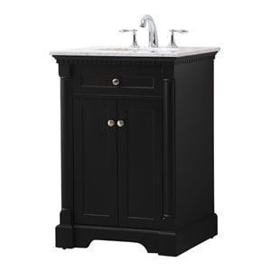 Elegant Decor Clarence 24&quot Solid Wood Metal Single Bathroom Vanity Set in Black