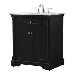 Elegant Decor Clarence 30&quot Solid Wood Metal Single Bathroom Vanity Set in Black