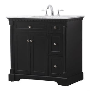 Elegant Decor Clarence 36&quot Solid Wood Metal Single Bathroom Vanity Set in Black
