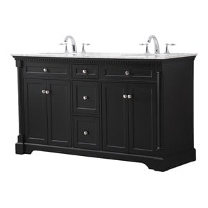 Elegant Decor Clarence 60&quot Solid Wood Metal Double Bathroom Vanity Set in Black
