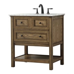 Elegant Decor Metropolis 30&quot Aluminum MDF Single Bathroom Vanity in Driftwood