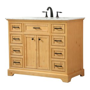 Elegant Decor Americana 42&quot Aluminum MDF Single Bathroom Vanity in Natural Wood