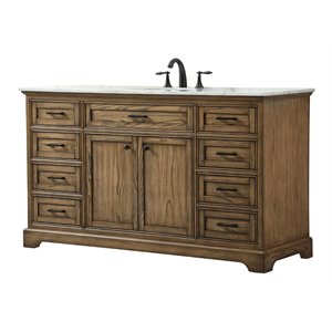 Elegant Decor Americana 60&quot Aluminum Alloy Single Bathroom Vanity in Driftwood