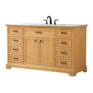 Elegant Decor Americana 60&quot Aluminum MDF Single Bathroom Vanity in Natural Wood
