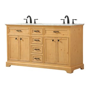 Elegant Decor Americana 60&quot Aluminum MDF Double Bathroom Vanity in Natural Wood